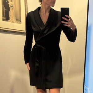 Tuxedo style Black Wrap Dress